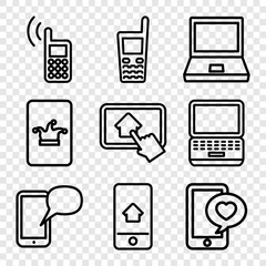 Set of 9 touch outline icons
