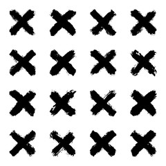 Obraz premium Set black cross brushstroke paint