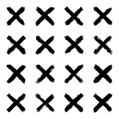 Obraz premium Set black cross brushstroke paint