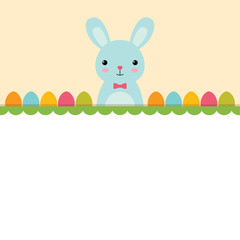 Easter background with a bunny, blank space for text