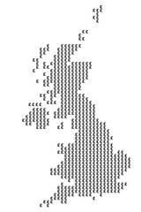 Карта Великобритании, выполненная знаками фунтов стерлингов. Векторная иллюстрация.