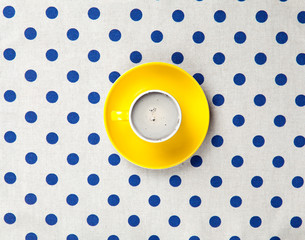 photo of cup of coffee on the white dotted background in pop art style