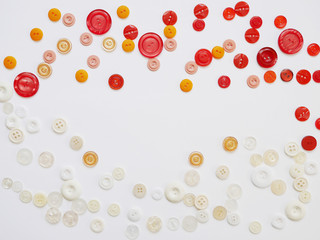 Background of multi-colored buttons. Abstract background. Pattern of buttons on a white background.