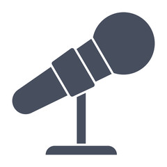 Microphone icon, black vector silhouette on white background