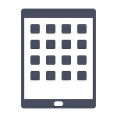 Tablet icon, black vector silhouette on white background