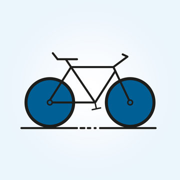 Vector illustration of bicycle on blue background, outline