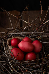Easter eggs of red color