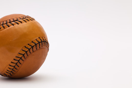Leather baseball ball on the white table