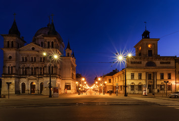 Fototapeta na wymiar Freedom Square and Piotrkowska street in Lodz, Poland