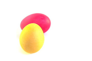 Two colorful easter eggs on a white background