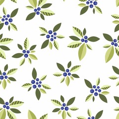 Stylized blue berries on a white background