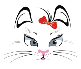 Funny cat with red bow