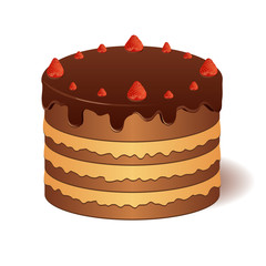 Chocolate cake with strawberries