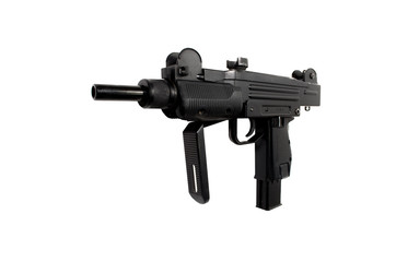submachine gun isolated on white, pneumatic