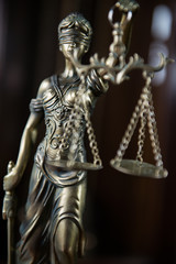 Closeup of gavel in court room