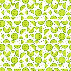 Seamless kiwi (kiwifruit, Chinese gooseberry) pattern background, tasty looking fruit endless texture with seeds