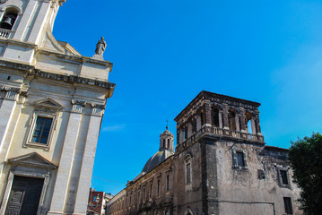 Fototapeta na wymiar The monuments of Santa Barbara square in Paterno. Sicily