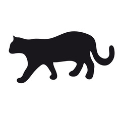 Cat silhouette on a white background.