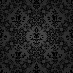 Seamless baroque dark pattern. Traditional classic orient ornament