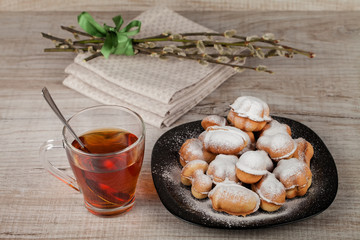 Homemade cookies with condensed milk stuffed with nuts