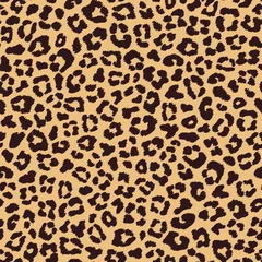 Wallpaper murals Animals skin Leopard seamless pattern, beige brown color