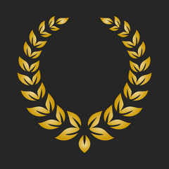 Obraz premium Gold award laurel wreath on dark background.