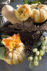 still life flower pumpkin  table decoration