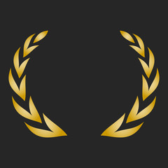 Gold award laurel wreath on dark background.