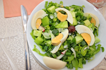     Green salad with eggs 