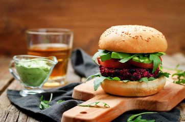 Black beans quinoa beet walnuts burger