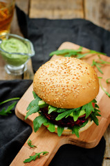 Black beans quinoa beet walnuts burger