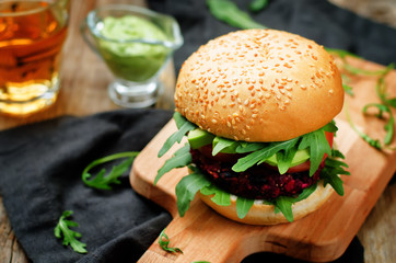 Black beans quinoa beet walnuts burger