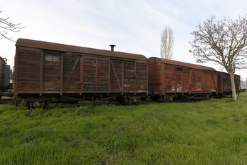 Obraz premium Nostalgic trains parked at Haydarpasa station for visitors, Istanbul, Turkey. March`2017