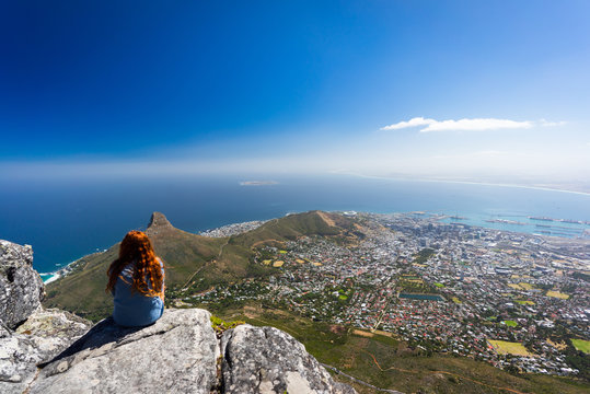 A girl on top of Table Mountain, Cape town
