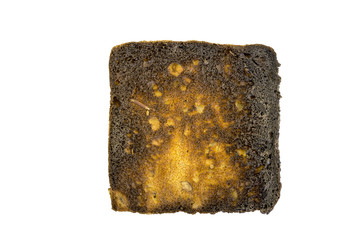 Close up of slice burned toast.