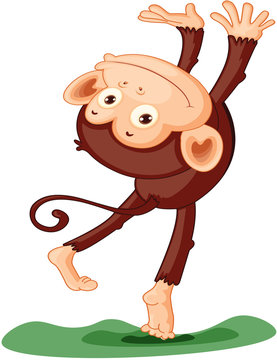 Monkey is happy with the fly, vector image