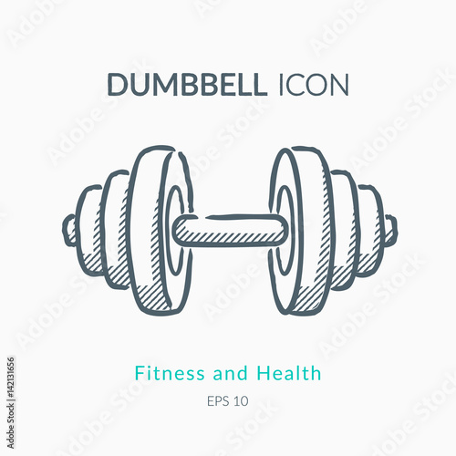 "Dumbbell icon isolated on white." Stockfotos und lizenzfreie Vektoren