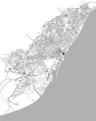 vector map of the city center of Barcelona, Spain - obrazy, fototapety, plakaty