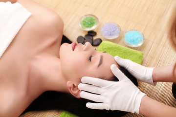 Obraz na płótnie Canvas Body care. Spa body massage treatment. Woman having massage in the spa salon