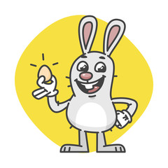 Easter Bunny Smiles and Holds Egg