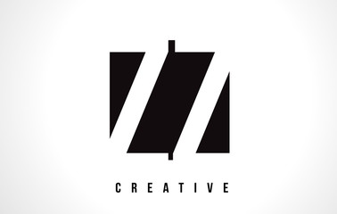 ZZ Z White Letter Logo Design with Black Square.