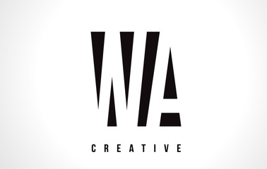 WA W A White Letter Logo Design with Black Square.