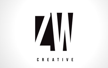 Fototapeta na wymiar ZW Z W White Letter Logo Design with Black Square.