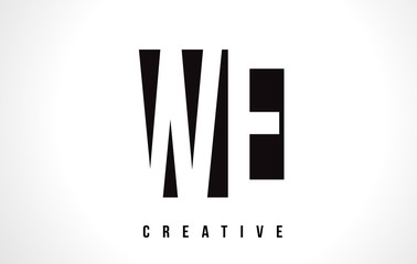 WE W E White Letter Logo Design with Black Square.
