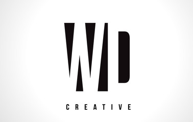 WD W D White Letter Logo Design with Black Square.