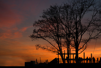 Naklejka premium Sonnenuntergang im Hafen