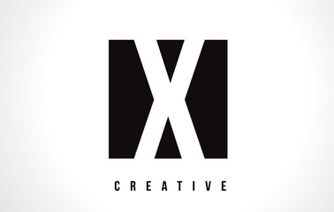 X White Letter Logo Design with Black Square.