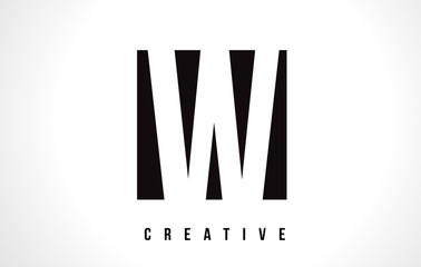 W White Letter Logo Design with Black Square.