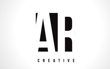 Obraz premium AR A R White Letter Logo Design with Black Square.