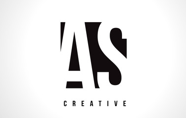 AS A S White Letter Logo Design with Black Square.